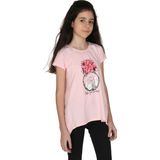 Toontoy Kız Çocuk Parfüm Nakışlı T-Shirt - 8 Yaş - Pembe