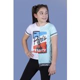 Toontoy Kiz Cocuk Paris Baskili Seritli Tisort