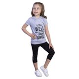 Toontoy Kız Çocuk Parlak Baskılı Kapüşonlu Kaprili Takım - 5 Yaş - Gri Melanj
