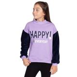 Toontoy Kız Çocuk Peluş Detaylı Baskılı Sweatshirt Lila 8-9 YAŞ