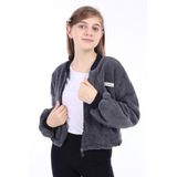 TOONTOY Kız Çocuk Peluş Hırka 6-7 Yaş, 6-7 Yaş, 22624, Füme, Kız Çocuklar