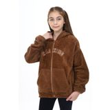 Toontoy Kız Çocuk Peluş Hırka Kahverengi 10-11 YAŞ