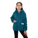 Toontoy Kız Çocuk Peluş Hırka Petrol Mavi 6-7 YAŞ