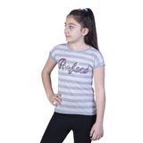 Toontoy Kız Çocuk Perfect Nakışlı Kolları Inci Detaylı Tişört - 10 Yaş - Gri