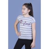 Toontoy Kız Çocuk Perfect Nakışlı Kolları Inci Detaylı Tişört - 8 Yaş - Gri