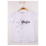 TOONTOY Kız Çocuk Perfect Yıldız Baskılı Tişört 5 Yaş, 5 Yaş, 11955-, Beyaz, Kız Çocuklar