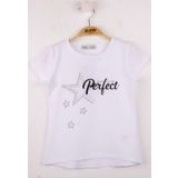 Toontoy Kız Çocuk Perfect Yıldız Baskılı Tişört Beyaz 8 YAŞ