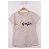TOONTOY Kız Çocuk Perfect Yıldız Baskılı Tişört Kahve Melanj 8 Yaş, 8 Yaş, 11955-, Kahve Melanj, Kız çocuk
