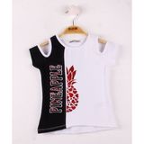 Toontoy Kız Çocuk Pineapple Nakış T-Shirt - 4 Yaş - Beyaz