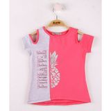 Toontoy Kız Çocuk Pineapple Nakış T-Shirt - 6 Yaş - Fuşya