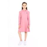 Toontoy Kız Çocuk Polo Yaka Çıtçıtlı Göğsü Baskılı Elbise Gül Kurusu 13-14 YAŞ