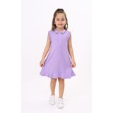 Toontoy Kız Çocuk Polo Yaka Etek Fırfırlı Elbise Lila 5 YAŞ