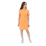 Toontoy Kız Çocuk Polo Yaka Garni Detaylı Baskılı Elbise Oranj 6-7 YAŞ