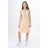 Toontoy Kız Çocuk Polo Yaka Garni Detaylı Elbise Bej 6-7 YAŞ
