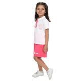 Toontoy Kız Çocuk Polo Yaka Göğsü Baskılı Şortlu Takım - Fuşya - 3 Yaş