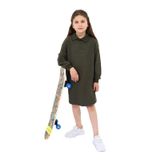 Toontoy Kız Çocuk Polo Yaka Yazı Baskılı Elbise Haki 8-9 YAŞ