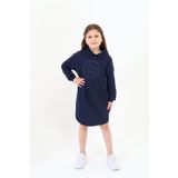 Toontoy Kız Çocuk Polo Yaka Yazı Baskılı Elbise Lacivert 8-9 YAŞ