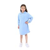Toontoy Kız Çocuk Polo Yaka Yazı Baskılı Elbise Mavi 8-9 YAŞ