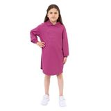 Toontoy Kız Çocuk Polo Yaka Yazı Baskılı Elbise Mürdüm 10-11 YAŞ