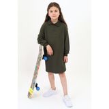 Toontoy Kız Çocuk Polo Yaka Yazı Baskılı Elbise
