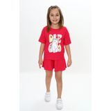 Toontoy Kız Çocuk Ponny Baskılı Şortlu Takım Koyu Fuşya 4 YAŞ