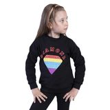 Toontoy Kız Çocuk Popıt Baskılı İçi Pamuklu Sweatshirt Siyah 5 YAŞ