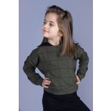 Toontoy Kız Çocuk Positive Baskılı Crop Sweatshirt - 6 Yaş - Haki