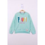 Toontoy Kız Çocuk Power Renkli Baskılı Sweatshirt - 8 Yaş - Mint