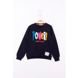 Toontoy Kız Çocuk Power Renkli Baskılı Sweatshirt Lacivert 8 YAŞ