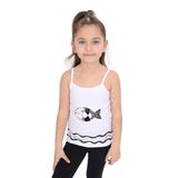 Toontoy Kız Çocuk Pul İşlemeli Balık Nakış Askılı Atlet Beyaz 2 YAŞ