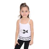 Toontoy Kız Çocuk Pul İşlemeli Balık Nakış Askılı Atlet Beyaz 5 YAŞ