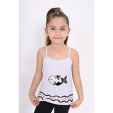 Toontoy Kız Çocuk Pul İşlemeli Balık Nakış Askılı Atlet Gri Melanj 2 YAŞ