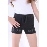 Toontoy Kız Çocuk Pul Işlemeli Cepli Şort - 4 Yaş - Antrasit Melanj