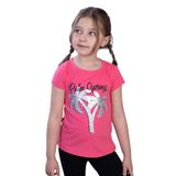 TOONTOY Kız Çocuk Pullu Palmiye Nakışlı Tişört 3 Yaş, 3 Yaş, 10820-1, Fuşya, Kız Çocuklar