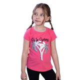 TOONTOY Kız Çocuk Pullu Palmiye Nakışlı Tişört 6 Yaş, 6 Yaş, 10820-1, Fuşya, Kız Çocuklar