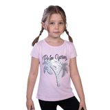 TOONTOY Kız Çocuk Pullu Palmiye Nakışlı Tişört Açık Pembe 4 Yaş, 4 Yaş, 10820-1, Açık Pembe, Kız Çocuklar