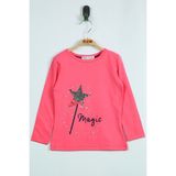 Toontoy Kız Çocuk Pullu Yıldız Nakışlı Sweatshirt - 1 Yaş - Fuşya