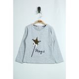 Toontoy Kız Çocuk Pullu Yıldız Nakışlı Sweatshirt - 1 Yaş - Gri
