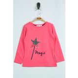 Toontoy Kız Çocuk Pullu Yıldız Nakışlı T-Shirt Fuşya 1 YAŞ