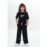 Toontoy Kız Çocuk Queen Baskılı Crop Eşofman Takım Siyah 7 YAŞ