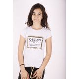 Toontoy Kız Çocuk Queen Varak Leoapar Baskılı T-Shirt - 5 Yaş - Gri Melanj