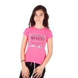 TOONTOY Kız Çocuk Queen Varak Leopar Baskılı Tişört 5 Yaş, 5 Yaş, 10963-, Fuşya, Kız çocuk