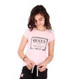TOONTOY Kız Çocuk Queen Varak Leopar Baskılı Tişört Pembe Melanj 6 Yaş, 6 Yaş, 10963-, Pembe Melanj, Kız Çocuklar