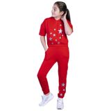 Toontoy Kız Çocuk Reflektörlü Yıldız Baskılı Eşofman Takımı Kırmızı 6 YAŞ
