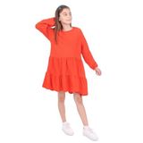 TOONTOY Kız Çocuk Reglan Kol Elbise, 6-7 Yaş, 22653, Oranj, Kız Çocuklar