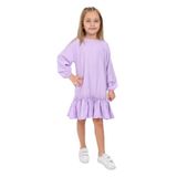 Toontoy Kız Çocuk Reglan Kol Fırfır Büzgülü Elbise Lila 8 YAŞ
