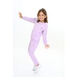 Toontoy Kız Çocuk Reglan Kol Kanguru Cepli Nakışlı Eşofman Takım Lila 5 YAŞ