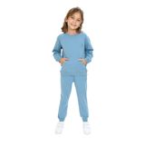 Toontoy Kız Çocuk Reglan Kol Kanguru Cepli Nakışlı Eşofman Takım Mavi 6 YAŞ