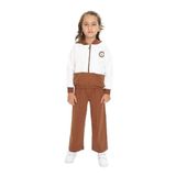 Toontoy Kız Çocuk Reglan Kol Kapüşonlu Gizli Cepli Eşofman Takım Kahverengi 3 YAŞ