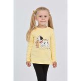 Toontoy Kız Çocuk Regular Fit Bisiklet Yaka Baskılı Sweatshirt - 2 Iplik - Açık Sarı - 4